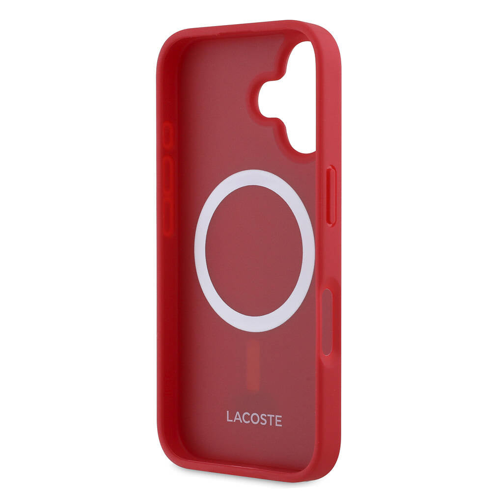 iPhone 16 Kılıf Lacoste orijinal Lisanslı PU Pike Desenli Arka Yüzey İkonik Timsah Dokuma Logolu Kılıf