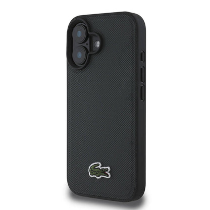 iPhone 16 Kılıf Lacoste orijinal Lisanslı PU Pike Desenli Arka Yüzey İkonik Timsah Dokuma Logolu Kılıf