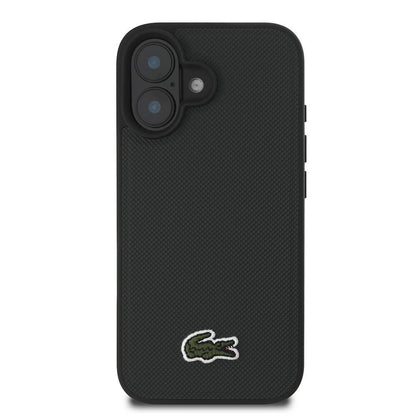 iPhone 16 Kılıf Lacoste orijinal Lisanslı PU Pike Desenli Arka Yüzey İkonik Timsah Dokuma Logolu Kılıf