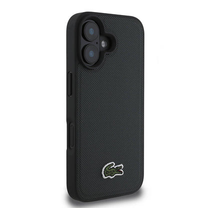 iPhone 16 Kılıf Lacoste orijinal Lisanslı PU Pike Desenli Arka Yüzey İkonik Timsah Dokuma Logolu Kılıf