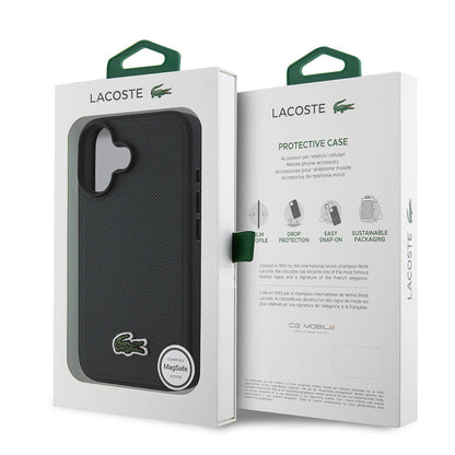 iPhone 16 Kılıf Lacoste orijinal Lisanslı PU Pike Desenli Arka Yüzey İkonik Timsah Dokuma Logolu Kılıf