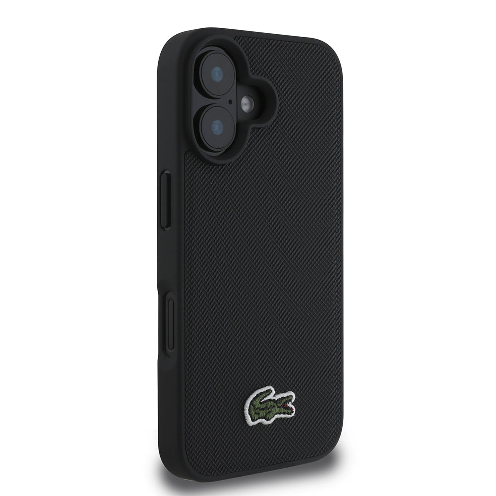 iPhone 16 Kılıf Lacoste orijinal Lisanslı PU Pike Desenli Arka Yüzey İkonik Timsah Dokuma Logolu Kılıf + Type-C Kablo 1.5m