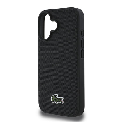 iPhone 16 Kılıf Lacoste orijinal Lisanslı PU Pike Desenli Arka Yüzey İkonik Timsah Dokuma Logolu Kılıf + Type-C Kablo 1.5m