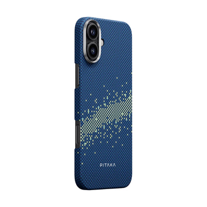 iPhone 16 Kılıf M-safe Şarj Özellikli Aramid Fiber Pitaka Tactile Woven Starpeak Serisi Milky Way Galaxy Kılıf