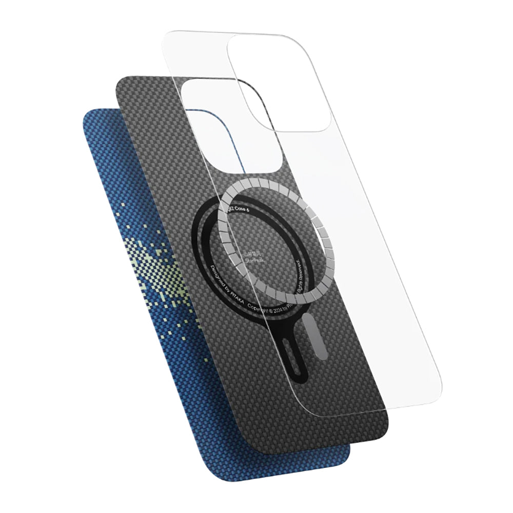 iPhone 16 Kılıf M-safe Şarj Özellikli Aramid Fiber Pitaka Tactile Woven Starpeak Serisi Over The Horizon Kılıf