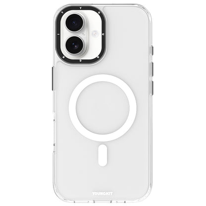 iPhone 16 Kılıf M-safe Şarj Özellikli Cam Arka Yüzey TPU Youngkit Gemstone Serisi Kılıf