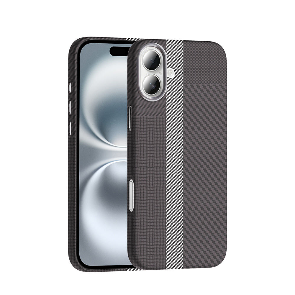 iPhone 16 Kılıf M-safe Şarj Özellikli Karbon Fiber Görünümlü Zore Gros Kılıf