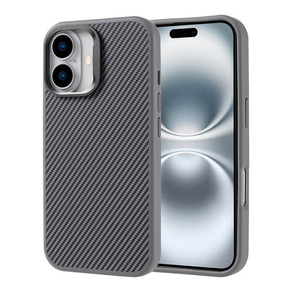 iPhone 16 Kılıf M-safe Şarj Özellikli Karbon Fiber Görünümlü Zore Troy Kılıf