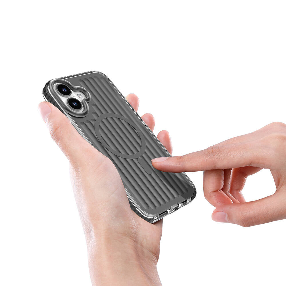 iPhone 16 Kılıf M-safe Şarj Özellikli Oyuklu Tasarım Mutural Bumpy Clear Kılıf