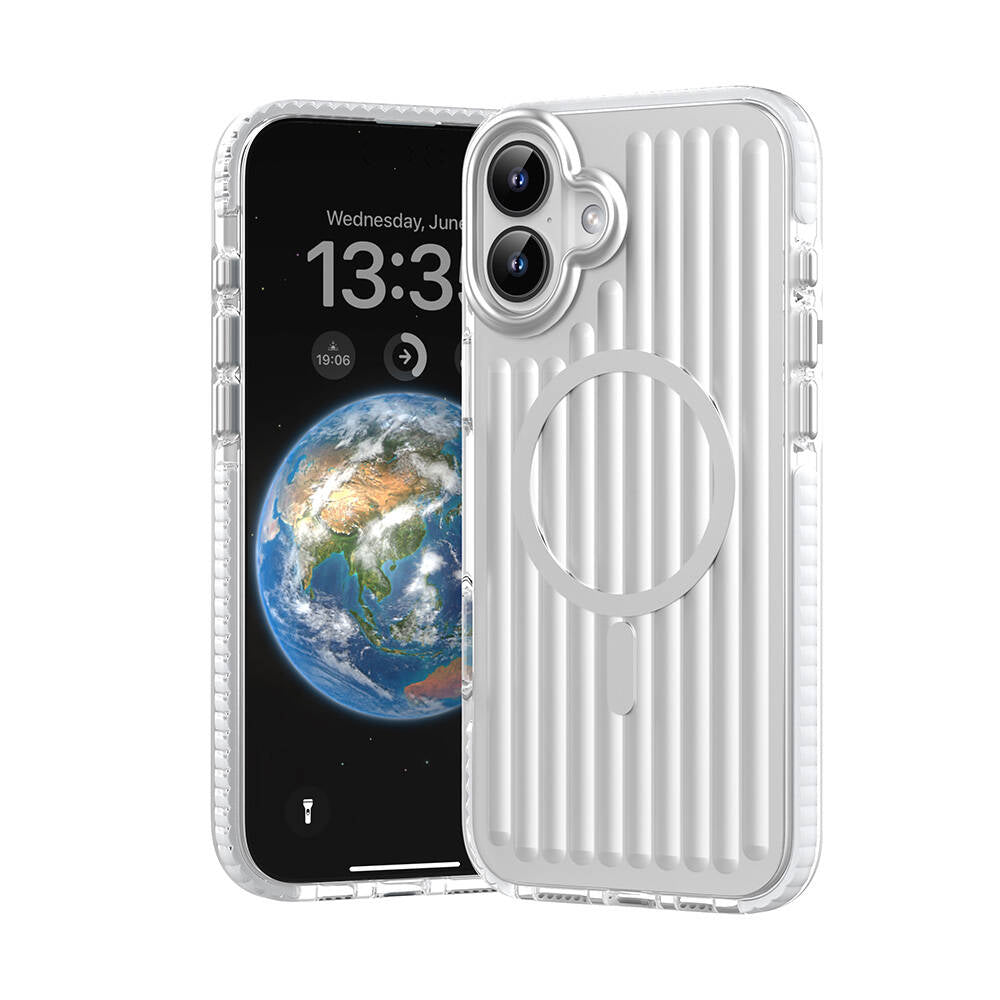 iPhone 16 Kılıf M-safe Şarj Özellikli Oyuklu Tasarım Mutural Bumpy Clear Kılıf