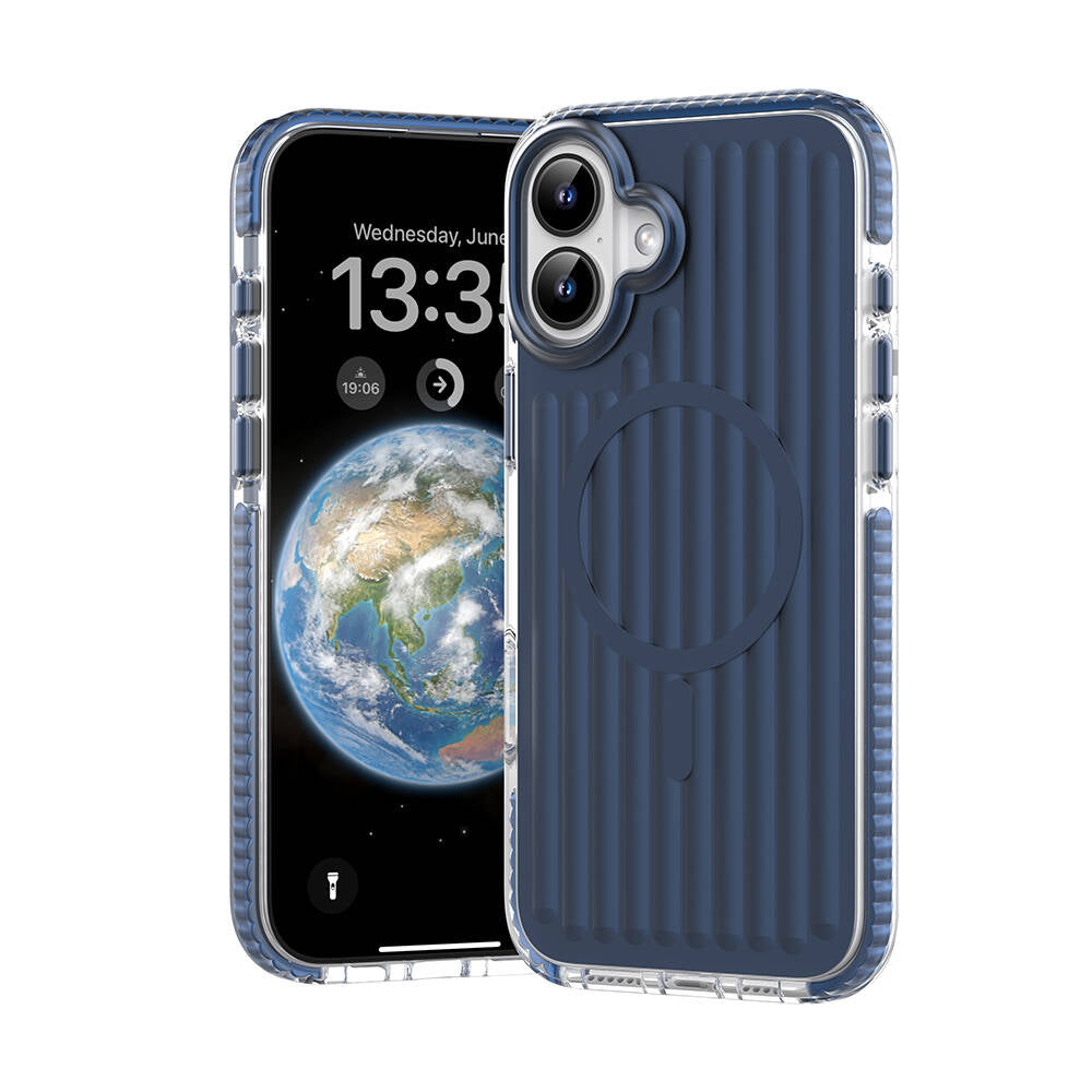 iPhone 16 Kılıf M-safe Şarj Özellikli Oyuklu Tasarım Mutural Bumpy Clear Kılıf