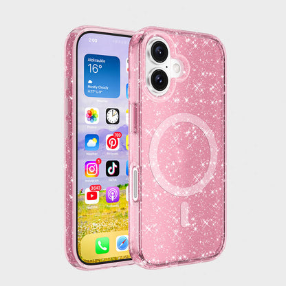 iPhone 16 Kılıf M-safe Şarj Özellikli Parlayan Simli Saydam Renkli Zore Allstar Kılıf