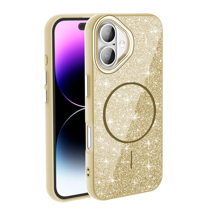 iPhone 16 Kılıf M-safe Şarj Özellikli Parlayan Simli Zore Okso Kılıf