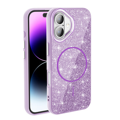 iPhone 16 Kılıf M-safe Şarj Özellikli Parlayan Simli Zore Okso Kılıf