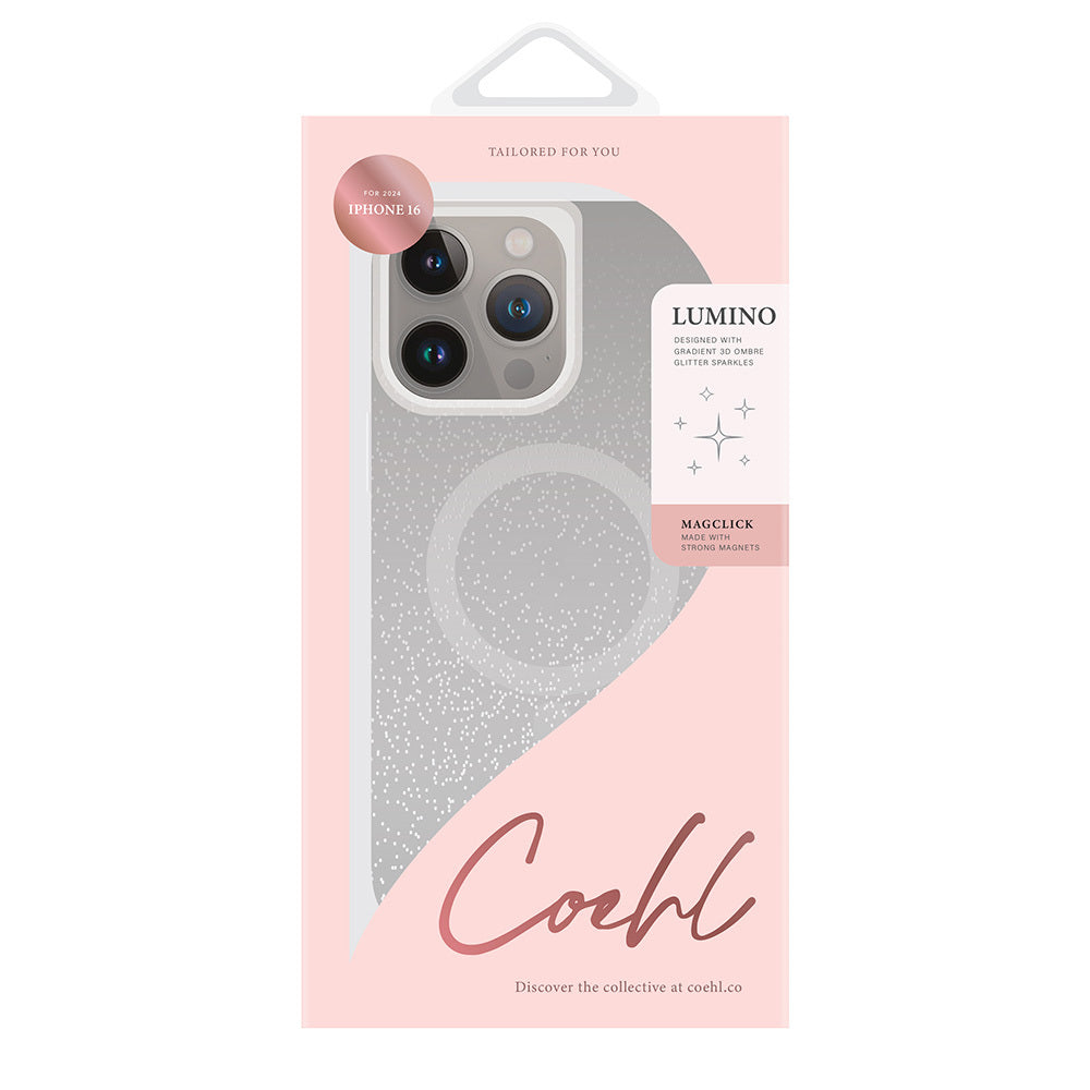 iPhone 16 Kılıf M-safe Şarj Özellikli Simli Arka Yüzey Askı Aparatlı Coehl Lumino Kılıf
