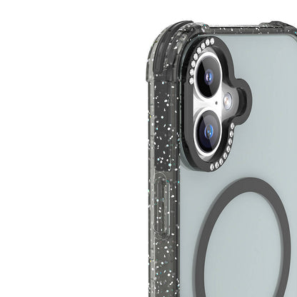 iPhone 16 Kılıf M-safe Şarj Özellikli Taşlı ve Simli Tasarım Mutural Blink Kılıf