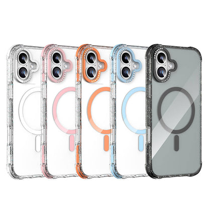 iPhone 16 Kılıf M-safe Şarj Özellikli Taşlı ve Simli Tasarım Mutural Blink Kılıf