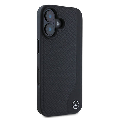 iPhone 16 Kılıf Mercedes Benz Orijinal Lisanslı M-safe Şarj Özellikli 3D Metal Logolu Wood Imitation Deri Kılıf