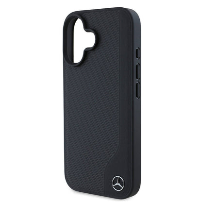 iPhone 16 Kılıf Mercedes Benz Orijinal Lisanslı M-safe Şarj Özellikli 3D Metal Logolu Wood Imitation Deri Kılıf