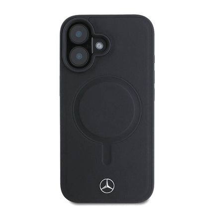 iPhone 16 Kılıf Mercedes Benz Orijinal Lisanslı M-safe Şarj Özellikli Metal Yıldız Logolu Sade Pürüzsüz Deri Kılıf