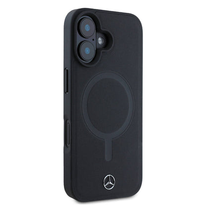 iPhone 16 Kılıf Mercedes Benz Orijinal Lisanslı M-safe Şarj Özellikli Metal Yıldız Logolu Sade Pürüzsüz Deri Kılıf
