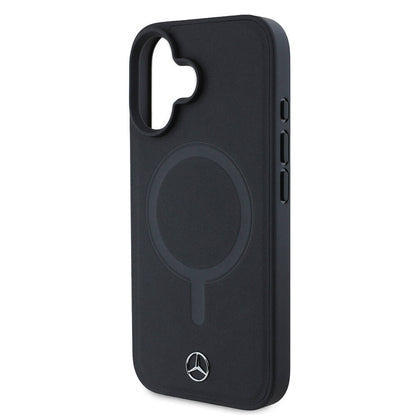 iPhone 16 Kılıf Mercedes Benz Orijinal Lisanslı M-safe Şarj Özellikli Metal Yıldız Logolu Sade Pürüzsüz Deri Kılıf