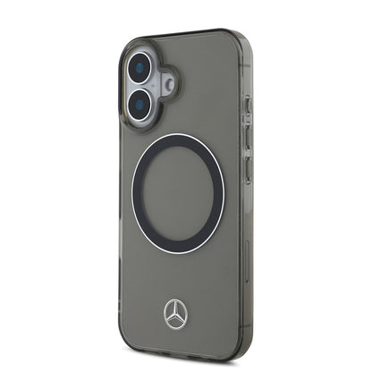 iPhone 16 Kılıf Mercedes Benz Orijinal Lisanslı M-safe Şarj Özellikli Saydam Yüzey Silver Ring Kılıf