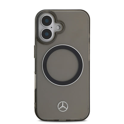 iPhone 16 Kılıf Mercedes Benz Orijinal Lisanslı M-safe Şarj Özellikli Saydam Yüzey Silver Ring Kılıf