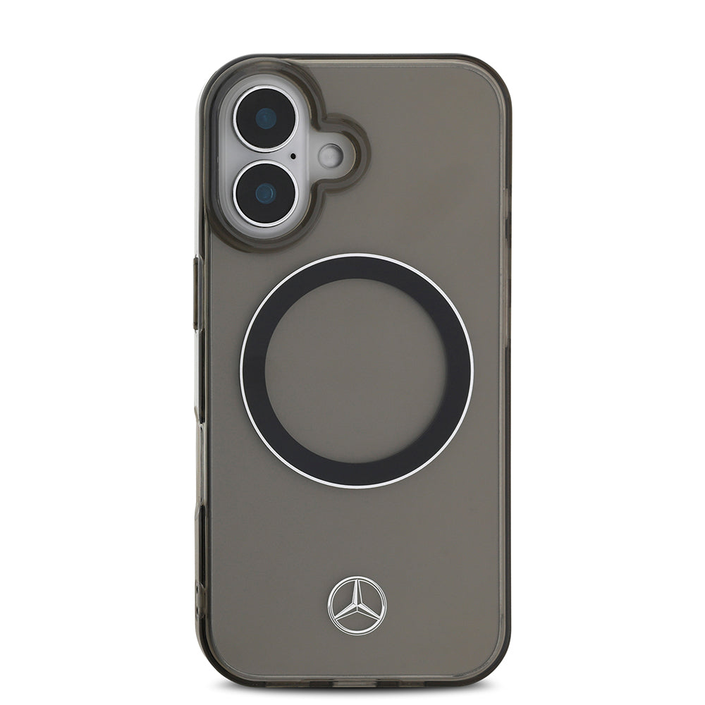 iPhone 16 Kılıf Mercedes Benz OrijinalLisanslı M-safe Şarj Özellikli Saydam Yüzey Silver Ring Kılıf
