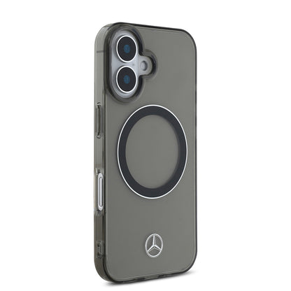 iPhone 16 Kılıf Mercedes Benz OrijinalLisanslı M-safe Şarj Özellikli Saydam Yüzey Silver Ring Kılıf