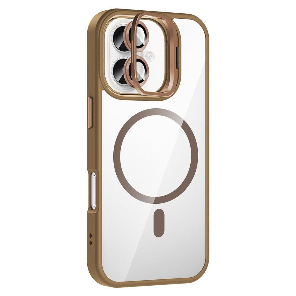 iPhone 16 Kılıf Standlı ve Kamera Lens Hediyeli M-Safe Şarj Özellikli Zore Etro Kılıf