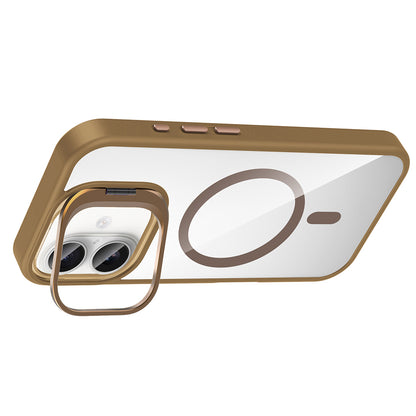 iPhone 16 Kılıf Standlı ve Kamera Lens Hediyeli M-Safe Şarj Özellikli Zore Etro Kılıf