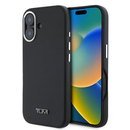 iPhone 16 Kılıf TUMI Orijinal Lisanslı M-safe Şarj Özellikli Metal Yazı Logolu PU Deri Kılıf