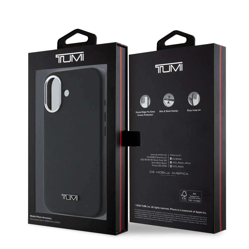 iPhone 16 Kılıf TUMI Orijinal Lisanslı M-safe Şarj Özellikli Metal Yazı Logolu PU Deri Kılıf