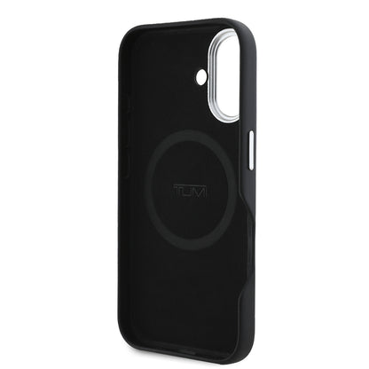 iPhone 16 Kılıf TUMI orijinal Lisanslı M-safe Şarj Özellikli Metal Yazı Logolu PU Deri Kılıf