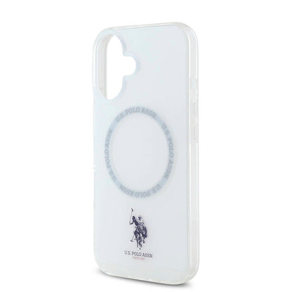 iPhone 16 Kılıf U.S. Polo Assn. Orijinal Lisanslı M-safe Şarj Özellikli IML Double Horse Logolu Ring Kılıf
