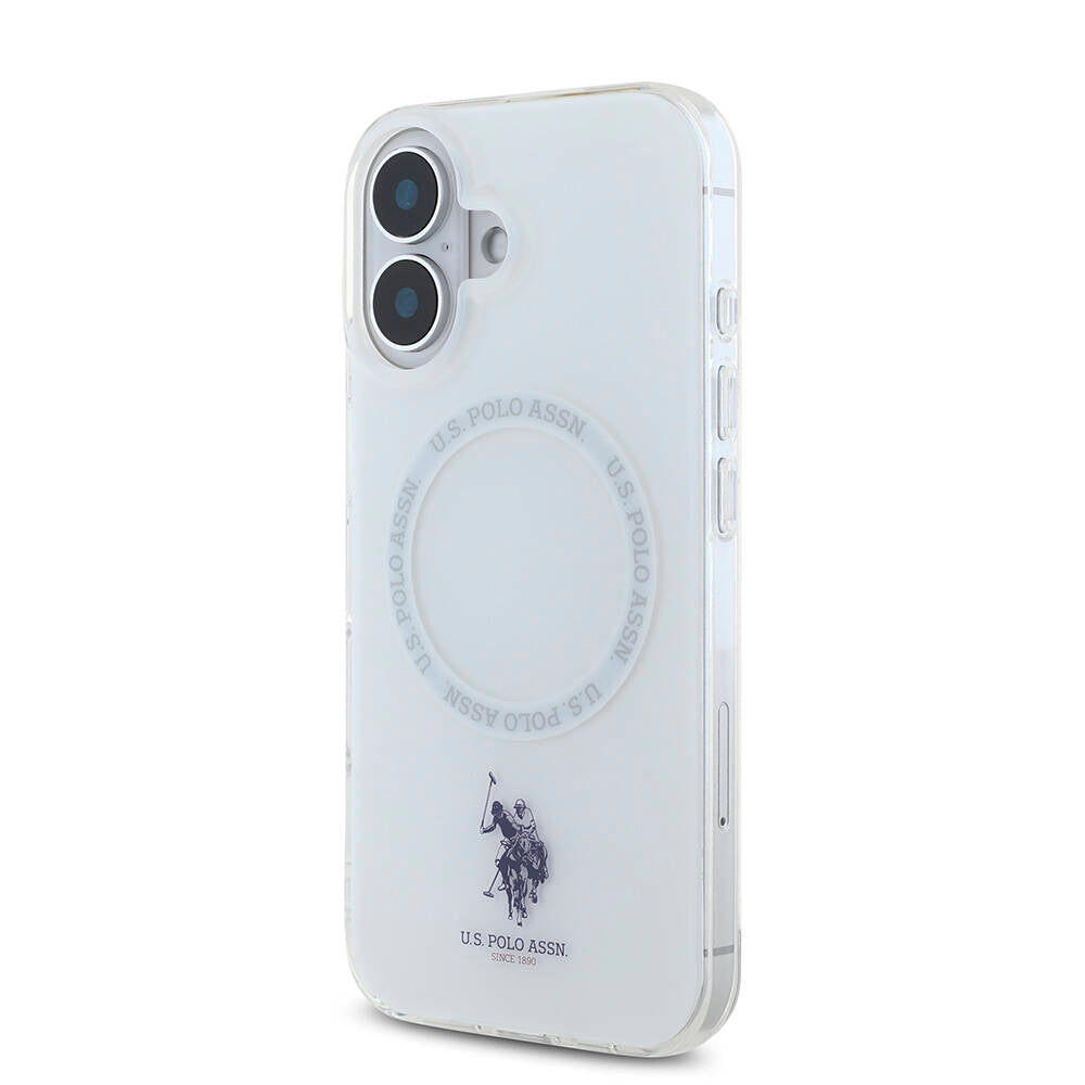 iPhone 16 Kılıf U.S. Polo Assn. orijinal Lisanslı M-safe Şarj Özellikli IML Double Horse Logolu Ring Kılıf