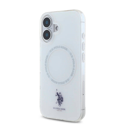 iPhone 16 Kılıf U.S. Polo Assn. orijinal Lisanslı M-safe Şarj Özellikli IML Double Horse Logolu Ring Kılıf