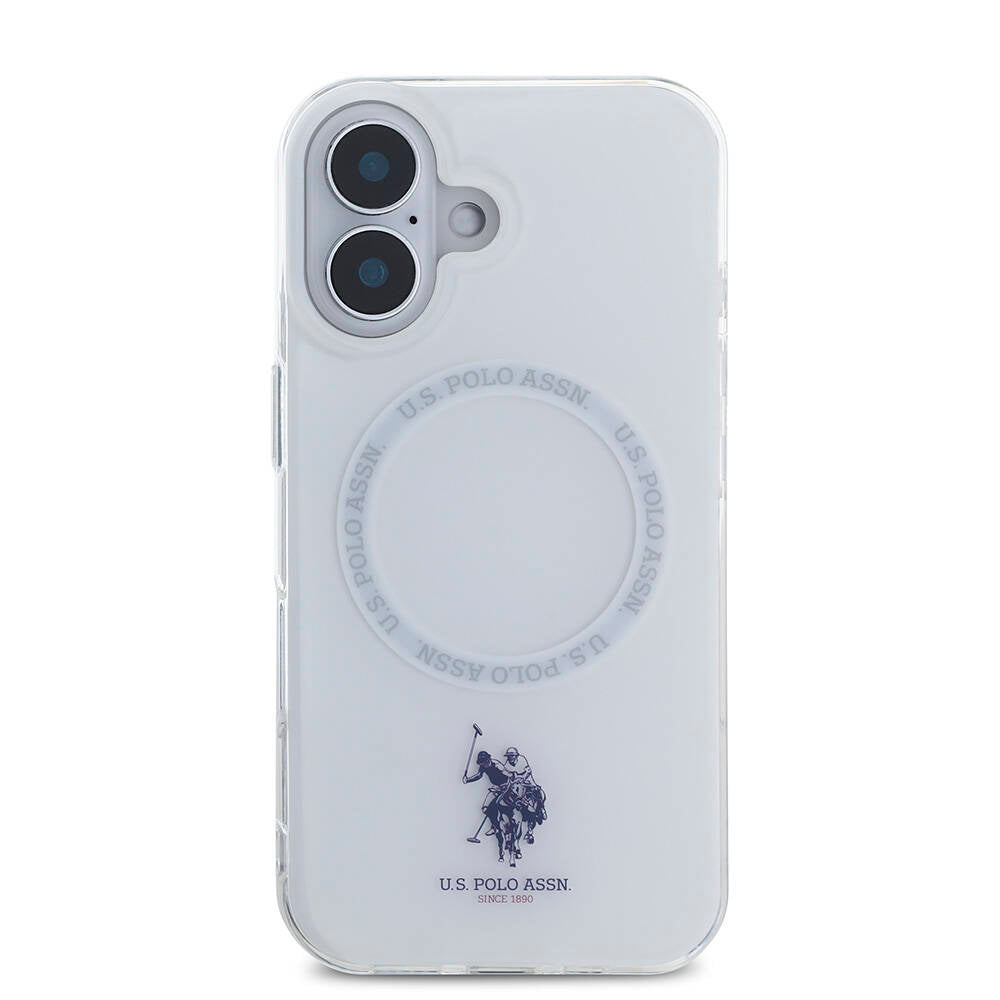 iPhone 16 Kılıf U.S. Polo Assn. orijinal Lisanslı M-safe Şarj Özellikli IML Double Horse Logolu Ring Kılıf