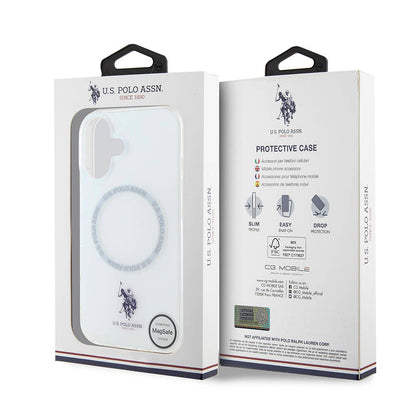 iPhone 16 Kılıf U.S. Polo Assn. orijinal Lisanslı M-safe Şarj Özellikli IML Double Horse Logolu Ring Kılıf