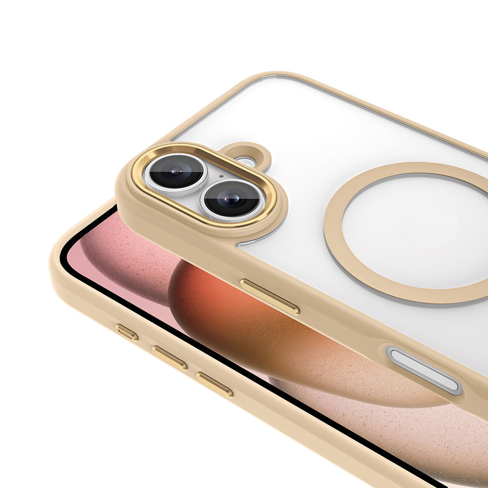 iPhone 16 Kılıf Wireless Şarj Özellikli Zore Krom M-safe Silikon Kılıf