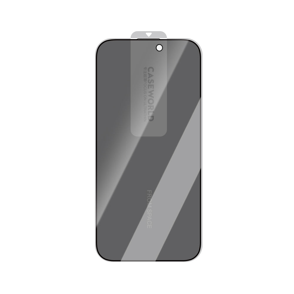 iPhone 16 Plus CaseWorld 0.25mm Privacy 3D Temperli Cam Ekran Koruyucu + Uygulama Aparatlı