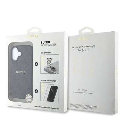 iPhone 16 Plus Guess Orijinal Lisanslı Kılıf + Ekran Koruyucu + Lens Koruyucu 3in1 Aksesuar Seti
