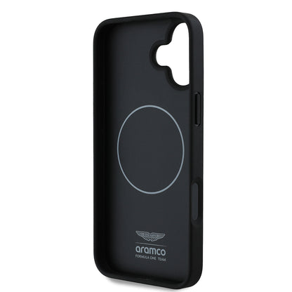 iPhone 16 Plus Kılıf Aston Martin Orijinal Lisanslı M-safe Şarj Özellikli PU Deri Alonso 14 Baskılı Kılıf