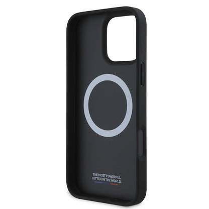 iPhone 16 Plus Kılıf BMW Orijinal Lisanslı M-safe Şarj Özellikli M Logolu Üç Çizgili Dikiş Detaylı Meshed Tricolor Stripes Kılıf