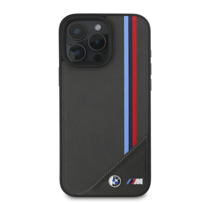 iPhone 16 Plus Kılıf BMW Orijinal Lisanslı M-safe Şarj Özellikli M Logolu Üç Çizgili Dikiş Detaylı Meshed Tricolor Stripes Kılıf