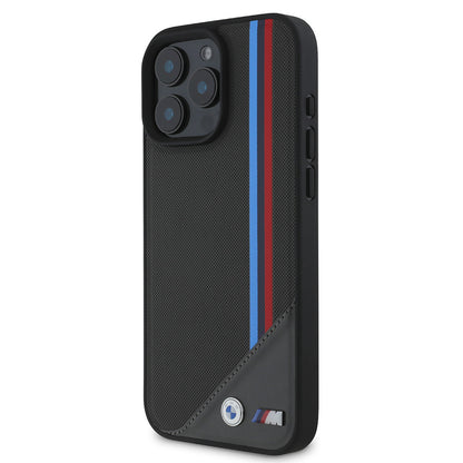iPhone 16 Plus Kılıf BMW Orijinal Lisanslı M-safe Şarj Özellikli M Logolu Üç Çizgili Dikiş Detaylı Meshed Tricolor Stripes Kılıf