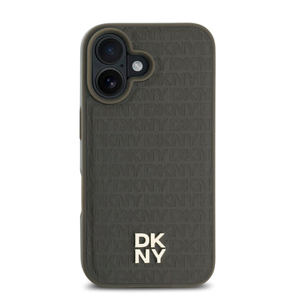 iPhone 16 Plus Kılıf DKNY Orijinal Lisanslı M-safe Şarj Özellikli 3D Yazılı Repeat Pattern Kılıf