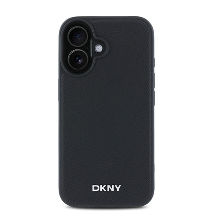 iPhone 16 Plus Kılıf DKNY Orijinal Lisanslı M-safe Şarj Özellikli Metal Logolu PU Deri Grained Kılıf