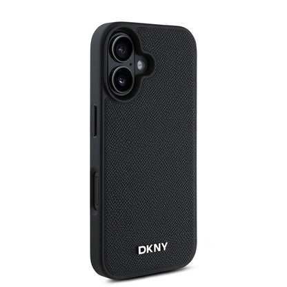 iPhone 16 Plus Kılıf DKNY Orijinal Lisanslı M-safe Şarj Özellikli Metal Logolu PU Deri Grained Kılıf